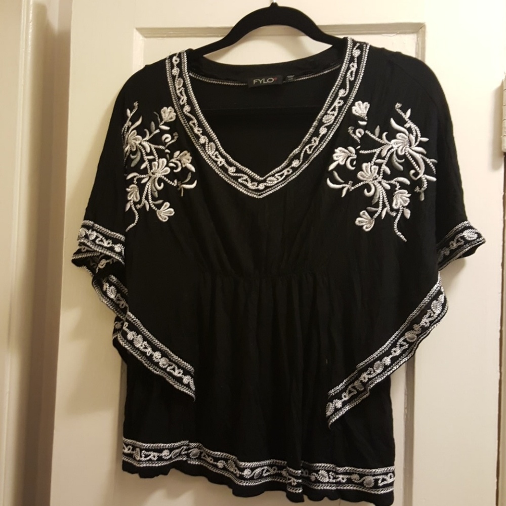 Black boho blouse